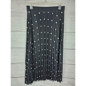 Black Polka Dot Pleated Midi Skirt